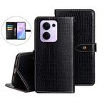 For OPPO Reno13 F 5G idewei Crocodile Texture Leather Phone Case(Black)