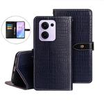 For OPPO Reno13 F 5G idewei Crocodile Texture Leather Phone Case(Dark Blue)