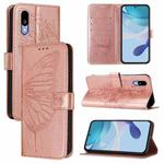 For Sharp Basio Active3 Embossed Butterfly Leather Phone Case(Rose Gold)