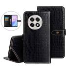 For OnePlus 13R idewei Crocodile Texture Leather Phone Case(Black)