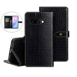 For Google Pixel 9a idewei Crocodile Texture Leather Phone Case(Black)