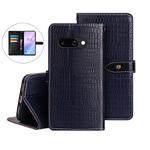 For Google Pixel 9a idewei Crocodile Texture Leather Phone Case(Dark Blue)