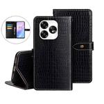 For Umidigi A15 idewei Crocodile Texture Leather Phone Case(Black)