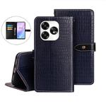 For Umidigi A15 idewei Crocodile Texture Leather Phone Case(Dark Blue)