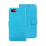 For iPhone 16e idewei Crazy Horse Texture Leather Phone Case(Sky Blue)
