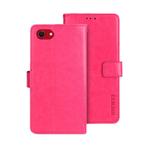 For iPhone 16e idewei Crazy Horse Texture Leather Phone Case(Rose Red)