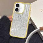 For iPhone 16 Glitter Corrugated PC Hybrid TPU Phone Case(Yellow)