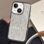 For iPhone 15 Plus Glitter Corrugated PC Hybrid TPU Phone Case(Black)