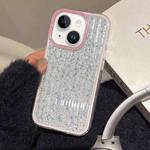 For iPhone 14 Plus Glitter Corrugated PC Hybrid TPU Phone Case(Pink)