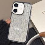For iPhone 12 Glitter Corrugated PC Hybrid TPU Phone Case(Black)