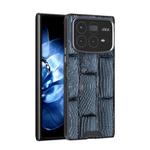 For Xiaomi Mix Fold 4 ABEEL Beast Pattern 6D Micro-Embossed MagSafe Genuine Leather Phone Case(Blue)