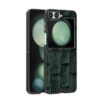 For Samsung Galaxy Z Flip5 5G ABEEL Beast Pattern 6D Micro-Embossed MagSafe Genuine Leather Phone Case(Green)