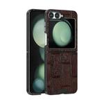 For Samsung Galaxy Z Flip6 5G ABEEL Beast Pattern 6D Micro-Embossed MagSafe Genuine Leather Phone Case(Brown)
