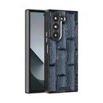 For Samsung Galaxy Z Fold6 5G ABEEL Beast Pattern 6D Micro-Embossed MagSafe Genuine Leather Phone Case(Blue)