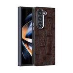 For Samsung Galaxy Z Fold5 5G ABEEL Beast Pattern 6D Micro-Embossed MagSafe Genuine Leather Phone Case(Brown)