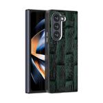 For Samsung Galaxy Z Fold5 5G ABEEL Beast Pattern 6D Micro-Embossed MagSafe Genuine Leather Phone Case(Green)
