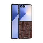 For Samsung Galaxy Z Flip7 5G ABEEL Beast Pattern 6D Micro-Embossed MagSafe Genuine Leather Phone Case(Brown)