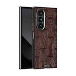 For Samsung Galaxy Z Fold7 5G ABEEL Beast Pattern 6D Micro-Embossed MagSafe Genuine Leather Phone Case(Brown)