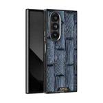 For Samsung Galaxy Z Fold7 5G ABEEL Beast Pattern 6D Micro-Embossed MagSafe Genuine Leather Phone Case(Blue)