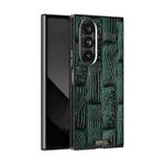 For Samsung Galaxy Z Fold7 5G ABEEL Beast Pattern 6D Micro-Embossed MagSafe Genuine Leather Phone Case(Green)