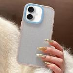 For iPhone 16 Glitter Contrast Color PC Hybrid TPU Phone Case(Pink Blue)