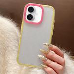 For iPhone 16 Glitter Contrast Color PC Hybrid TPU Phone Case(Yellow Rose Red)