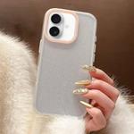 For iPhone 16 Glitter Contrast Color PC Hybrid TPU Phone Case(White Pink)