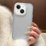 For iPhone 15 Glitter Contrast Color PC Hybrid TPU Phone Case(Blue White)