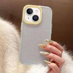 For iPhone 15 Glitter Contrast Color PC Hybrid TPU Phone Case(White Yellow)
