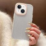 For iPhone 14 Plus Glitter Contrast Color PC Hybrid TPU Phone Case(White Pink)