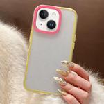 For iPhone 14 Glitter Contrast Color PC Hybrid TPU Phone Case(Yellow Rose Red)