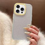 For iPhone 13 Pro Max Glitter Contrast Color PC Hybrid TPU Phone Case(White Yellow)