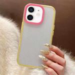 For iPhone 12 Glitter Contrast Color PC Hybrid TPU Phone Case(Yellow Rose Red)