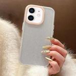 For iPhone 12 Glitter Contrast Color PC Hybrid TPU Phone Case(White Pink)