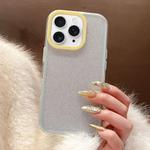 For iPhone 11 Pro Max Glitter Contrast Color PC Hybrid TPU Phone Case(White Yellow)