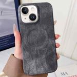 For iPhone 14 Denim MagSafe Magnetic PC + PU Phone Case(Dark Grey)