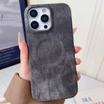 For iPhone 14 Pro Denim MagSafe Magnetic PC + PU Phone Case(Dark Grey)