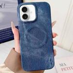 For iPhone 16 Denim MagSafe Magnetic PC + PU Phone Case(Dark Blue)