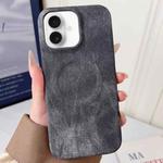 For iPhone 16 Denim MagSafe Magnetic PC + PU Phone Case(Dark Grey)