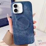 For iPhone 16 Plus Denim MagSafe Magnetic PC + PU Phone Case(Dark Blue)