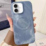 For iPhone 16 Plus Denim MagSafe Magnetic PC + PU Phone Case(Grayish Blue)