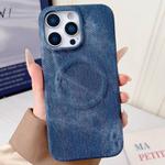 For iPhone 16 Pro Max Denim MagSafe Magnetic PC + PU Phone Case(Dark Blue)