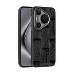 For Huawei Pura 70 ABEEL Beast Pattern 6D Micro-Embossed MagSafe Genuine Leather Phone Case(Black)