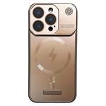 For iPhone 15 Pro Max Frameless Aromatherapy MagSafe Magnetic PC Phone Case(Gold)