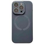 For iPhone 16 Pro Small Window Acrylic Glass Lens MagSafe Silicone Phone Case(Carbon Black)