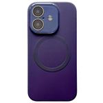 For iPhone 16 Plus Small Window Acrylic Glass Lens MagSafe Silicone Phone Case(Dark Purple)