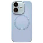 For iPhone 16 Small Window Acrylic Glass Lens MagSafe Silicone Phone Case(Sierra Blue)