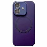 For iPhone 16 Small Window Acrylic Glass Lens MagSafe Silicone Phone Case(Dark Purple)