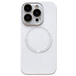 For iPhone 15 Pro Max Small Window Acrylic Glass Lens MagSafe Silicone Phone Case(White)