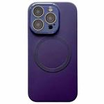 For iPhone 15 Pro Max Small Window Acrylic Glass Lens MagSafe Silicone Phone Case(Dark Purple)
